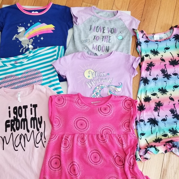 Lot of 6 Screened Tees and One Girls Dress